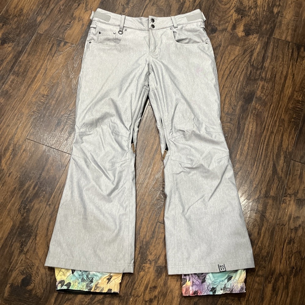 ROXY 10k Slim Fit Ski Pants Waterproof Snow‎ Sport Snowboard Women Gray Size XL - Picture 4 of 8